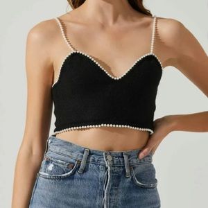 ASTR Kira Pearl Embellished Sweater Top Size XS